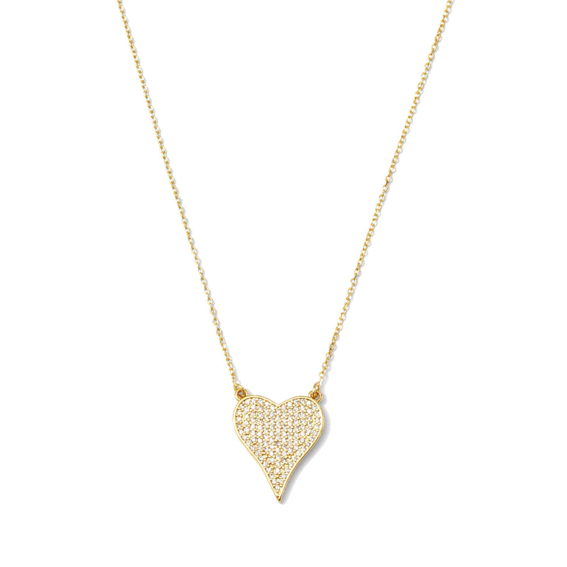 Pave Heart Necklace Gold