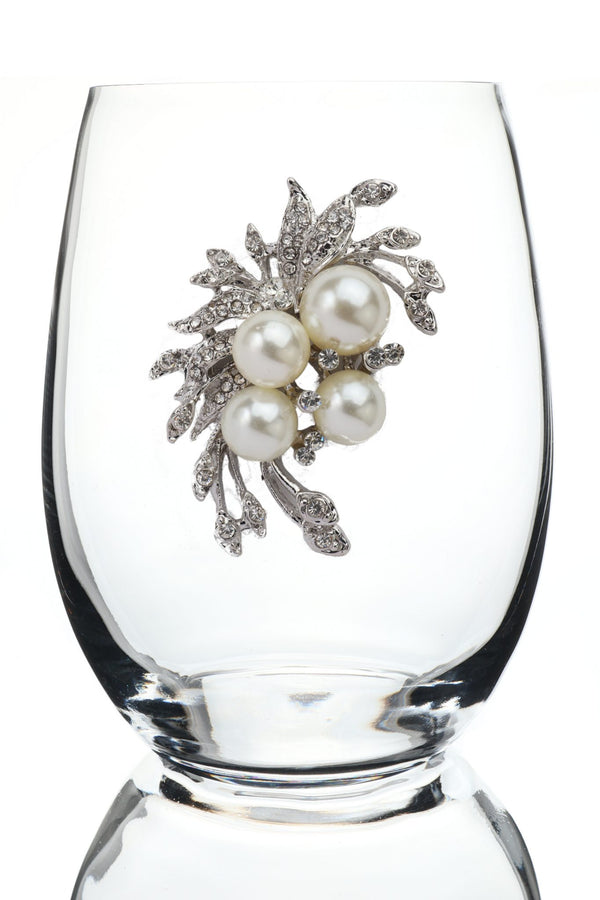 Pearl Bouquet Stemless Wine Glass