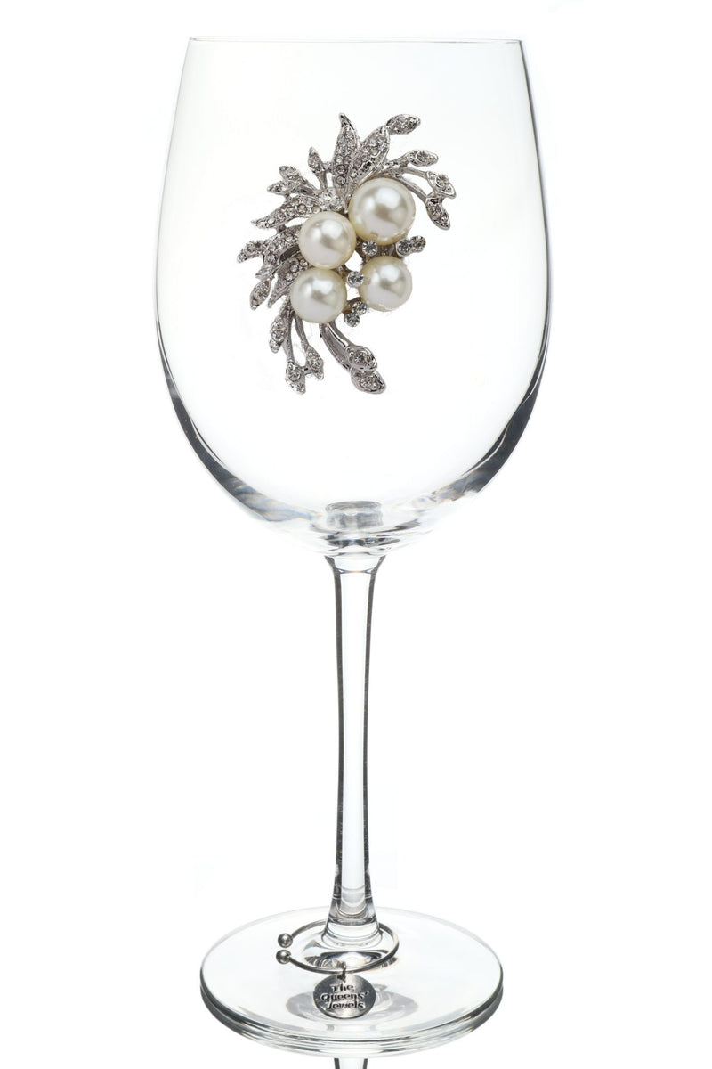 Pearl Bouquet Jeweled Stemmed Wine Glass