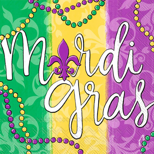 Paper Cocktail Napkins Pack of 20 Mardi Gras Beads