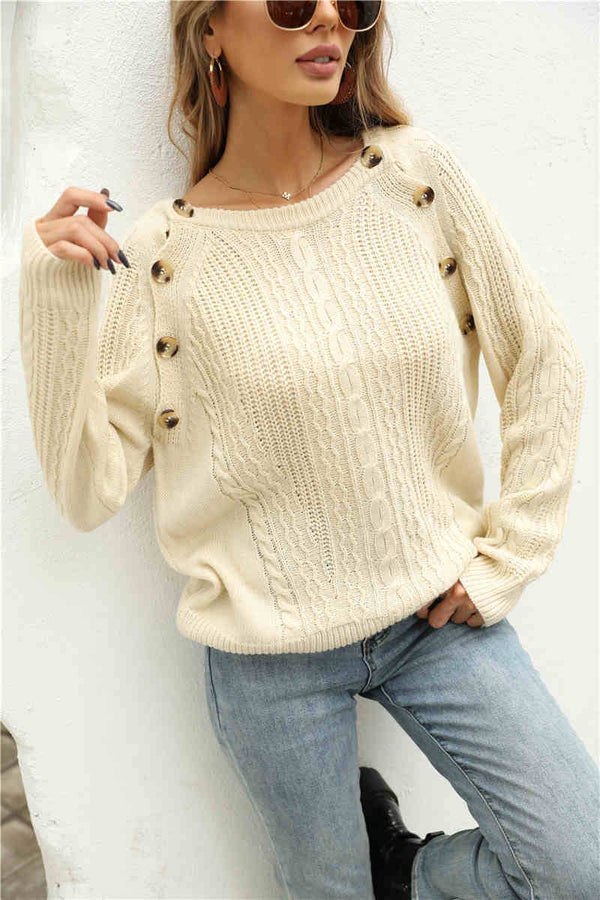 Cable Knit Button Sweater