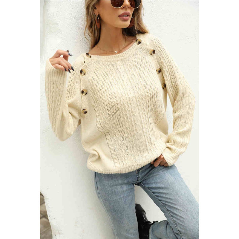 Cable Knit Button Sweater