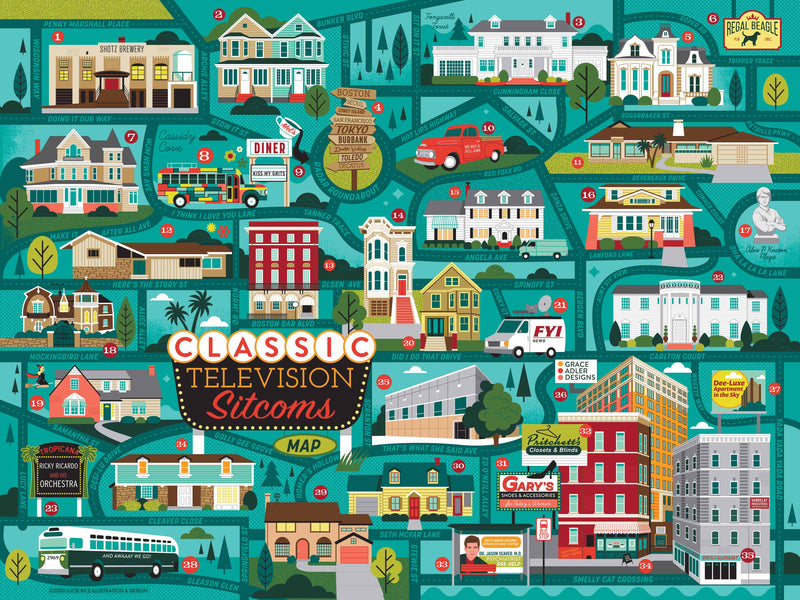 Classic Sitcoms Map Jigsaw Puzzle