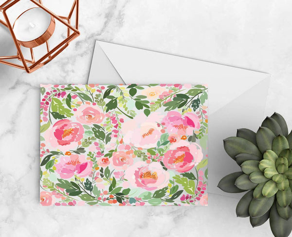 Garden Floral Folded Notecards - Gift for Friends, Women
