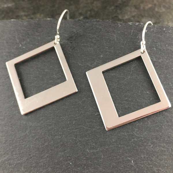 Silver Square Earrings
