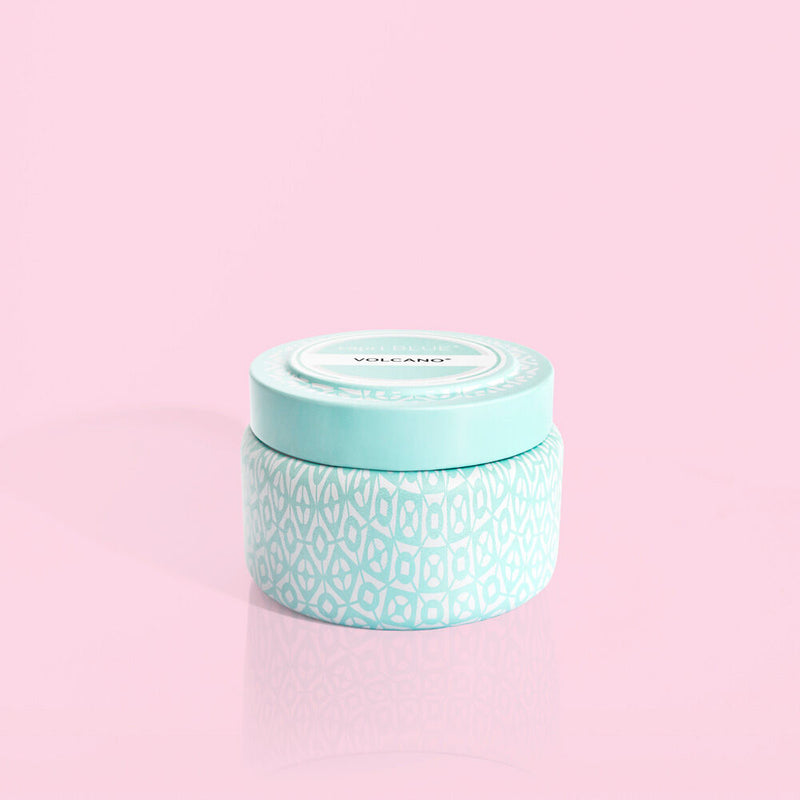 8.5 oz Volcano Signature Aqua Printed Travel Tin Candle