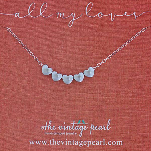 All My Loves Necklace Sterling Silver - 5 Hearts