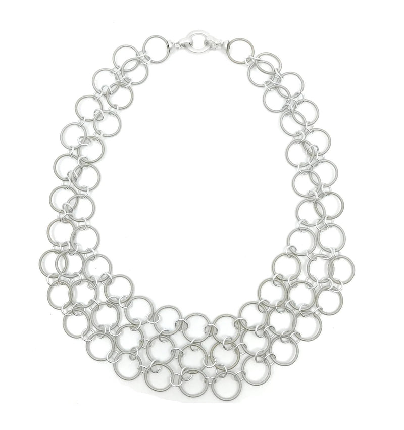 Silver Multi Layer Silver Ring Necklace