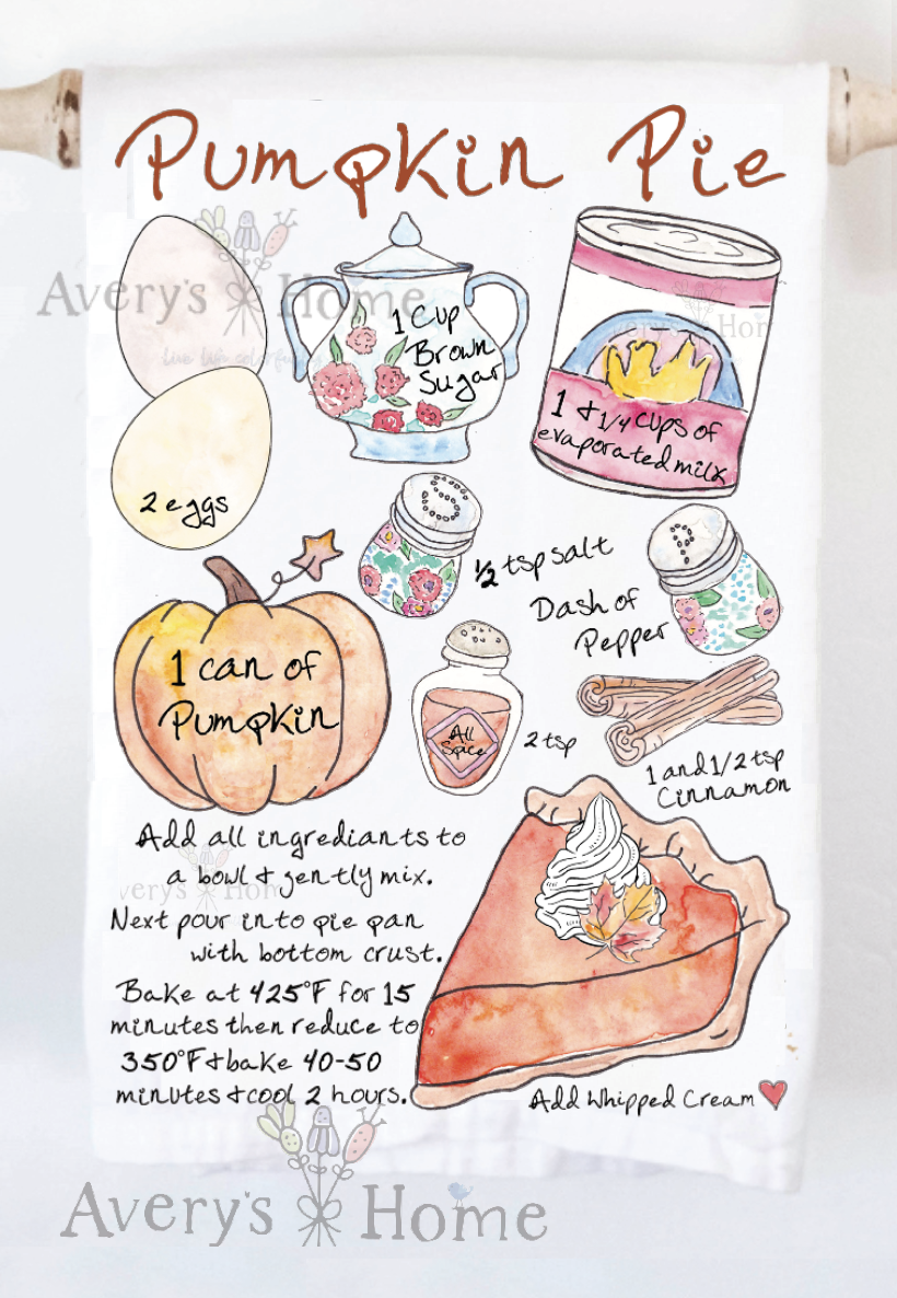 Pumpkin Pie Recipe Fall Towel - Thumbnail 2