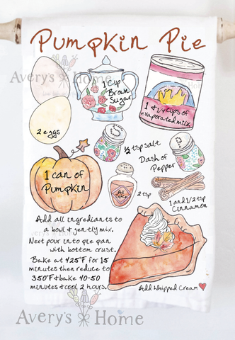 Pumpkin Pie Recipe Fall Towel