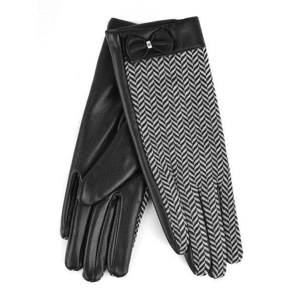Women's Chevron and PU Leather Gloves