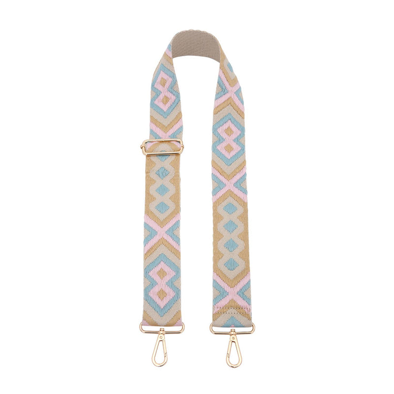 Teal/ Light Pink Bohemian Guitar Strap