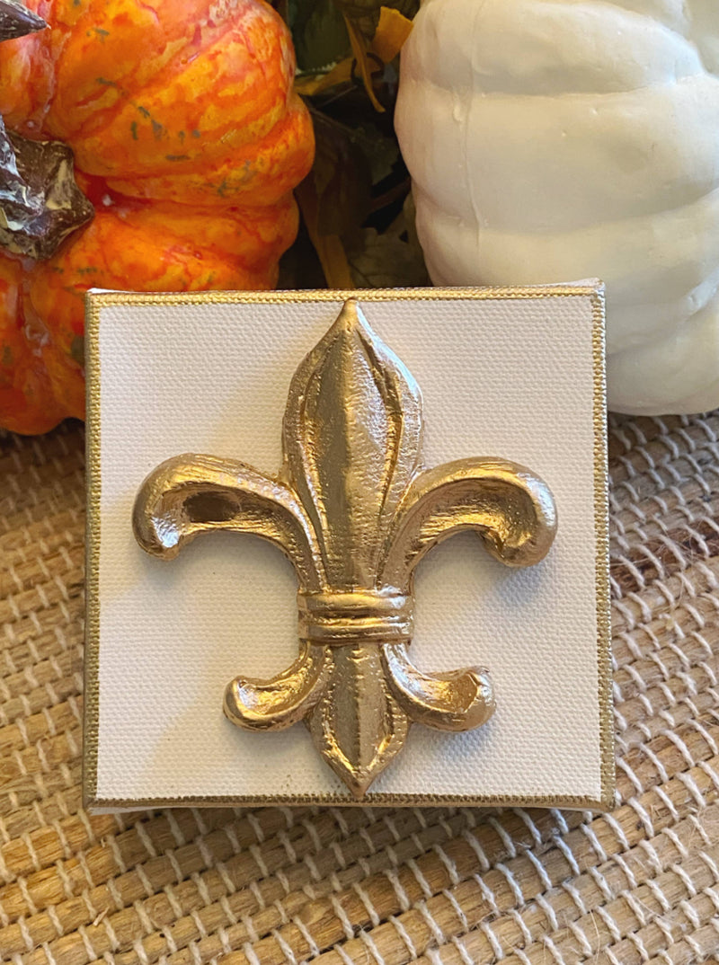 Gold Gilded Fleur de Lis Canvas Art