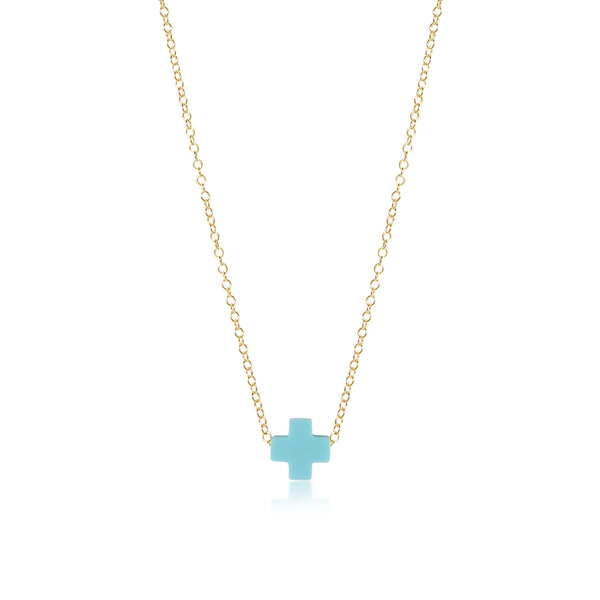 Egirl 14” Signature Cross Necklace - Turquoise