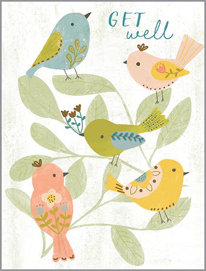 Get Well Greeting Card - Birds and Branches