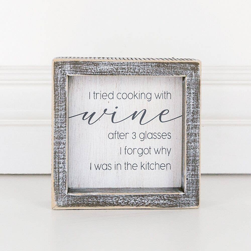 Cooking With Wine Framed Sign