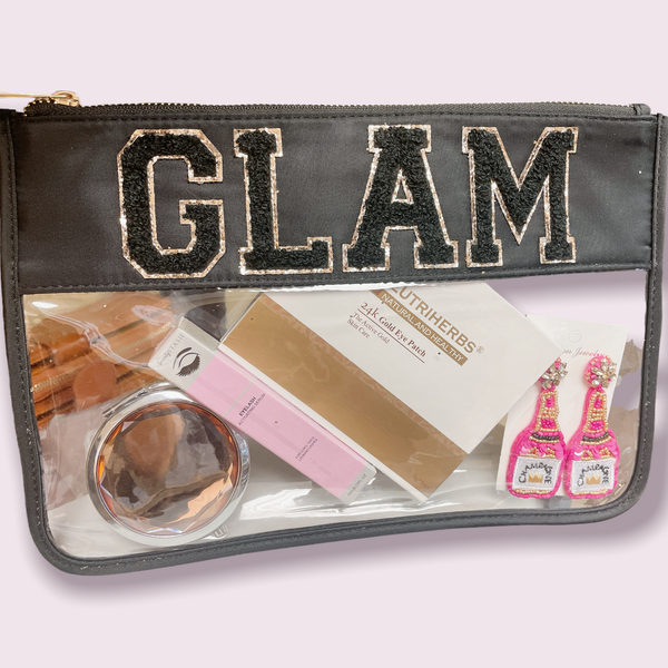 GLAM Black Clear Luxury Nylon Pouch