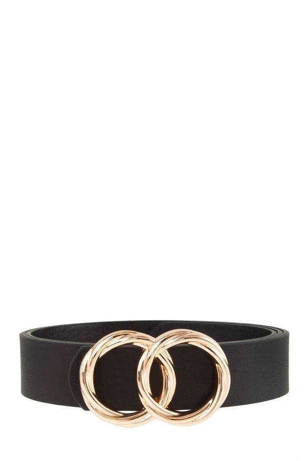 Black Double Circle Buckle Belt