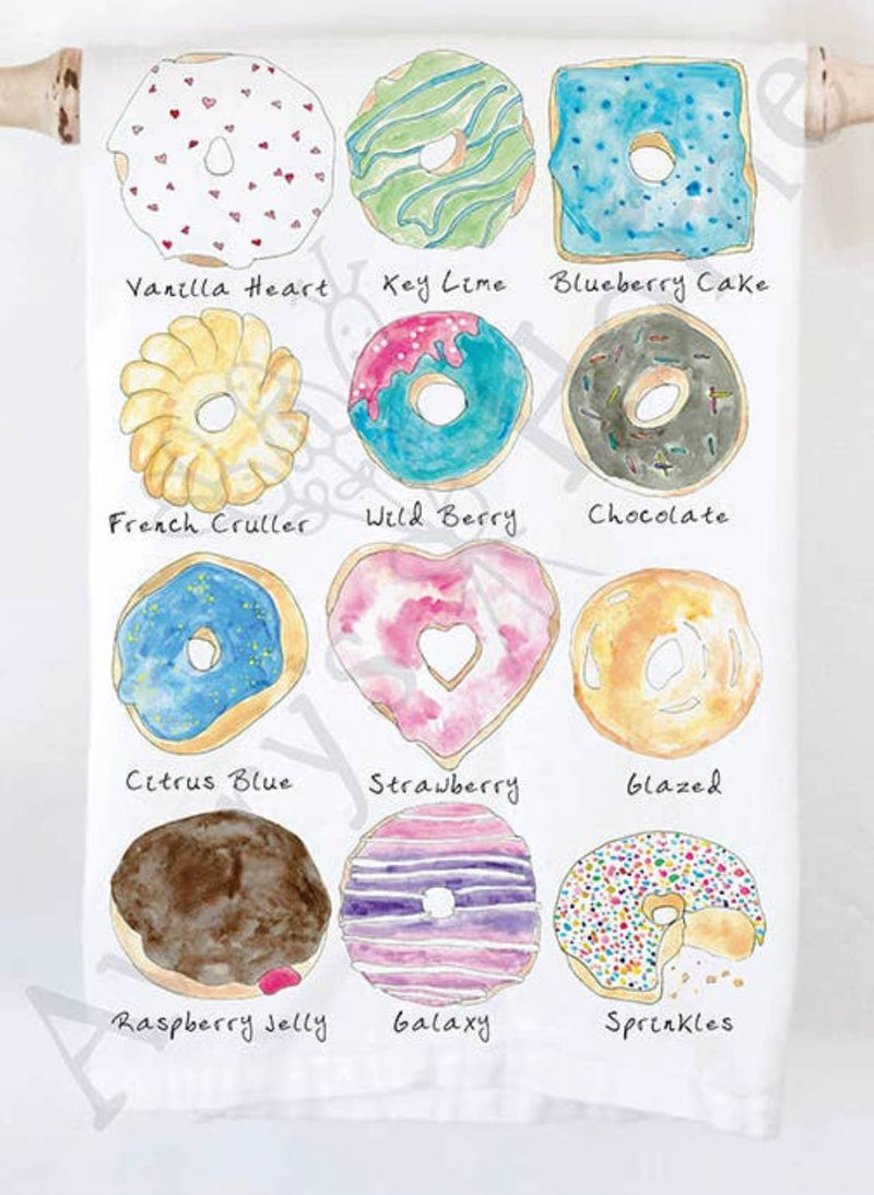 Favorite Donut Flavors Kitchen Dish Towel