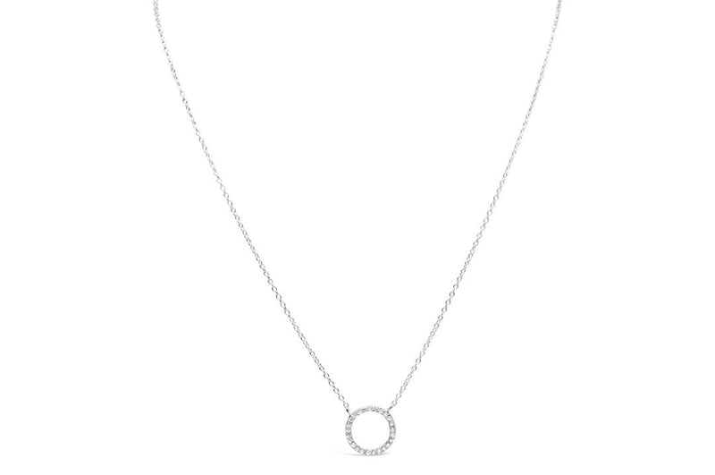 Silver Pave Circle Necklace
