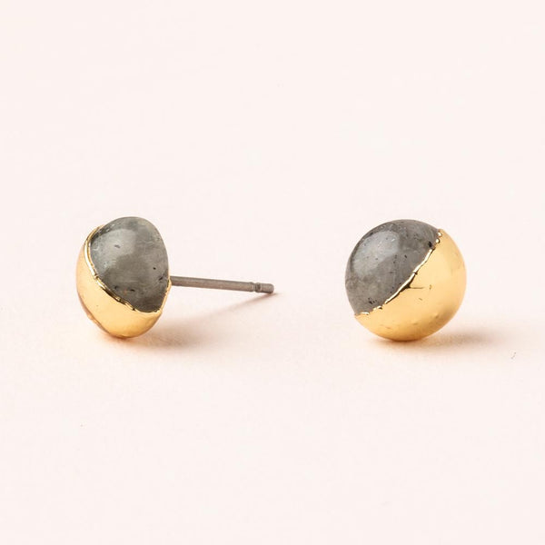 Dipped Stone Stud Earring - Labradorite/Gold
