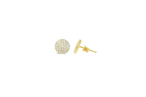 Gold Pave Disk Earring