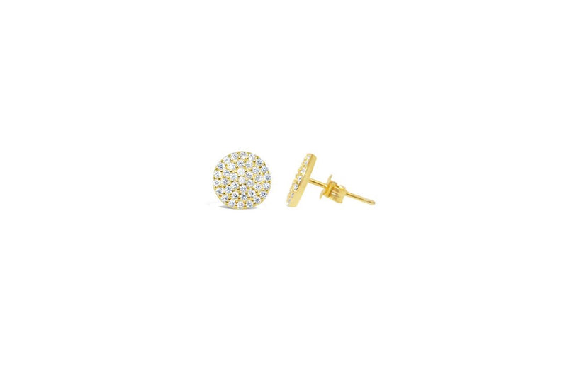 Gold Pave Disk Earring