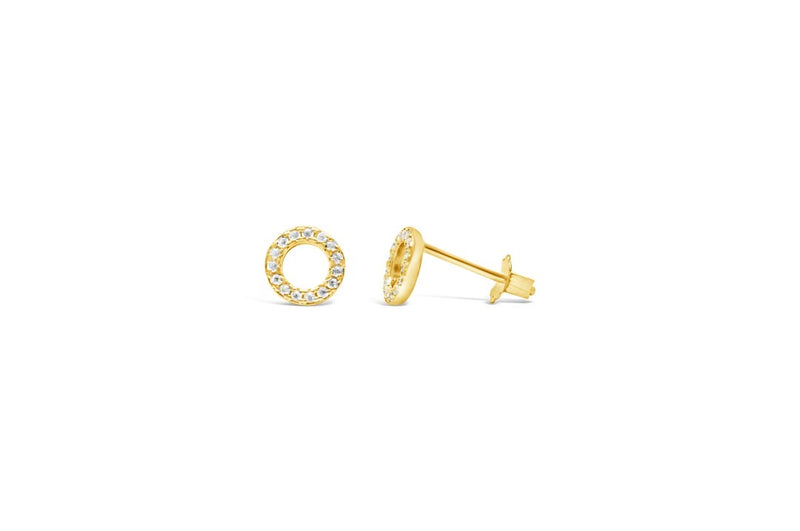 Gold Pave Circle Stud Earring