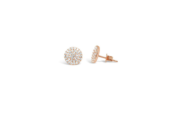 Rose Gold Pave Disk Earring