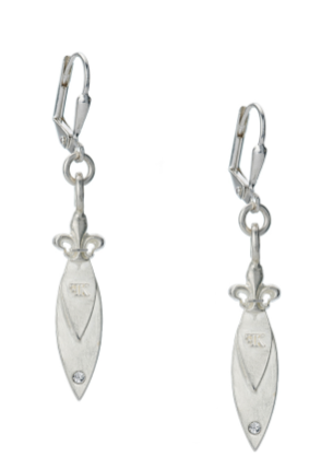 Micro Pointu with Swarovski Accent Silver Earrings