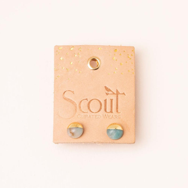 Dipped Stone Stud Earring - Labradorite/Gold