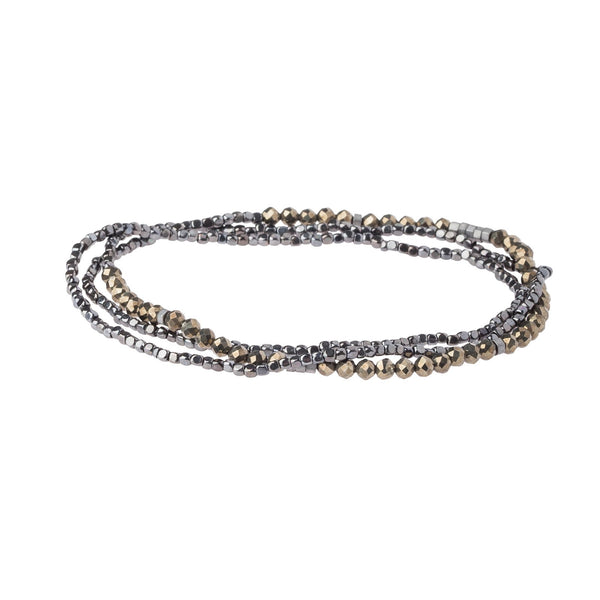 Delicate Stone Bracelet/Necklace Pyrite/Hematite