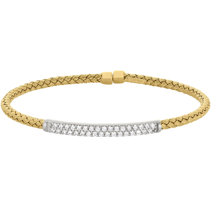 Gold Basketweave Cuff with Diamonds