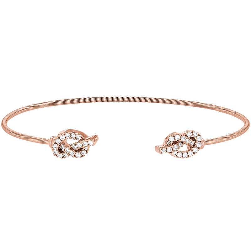 Rose Gold Cable Cuff Bracelet with Simulated Diamond Knots